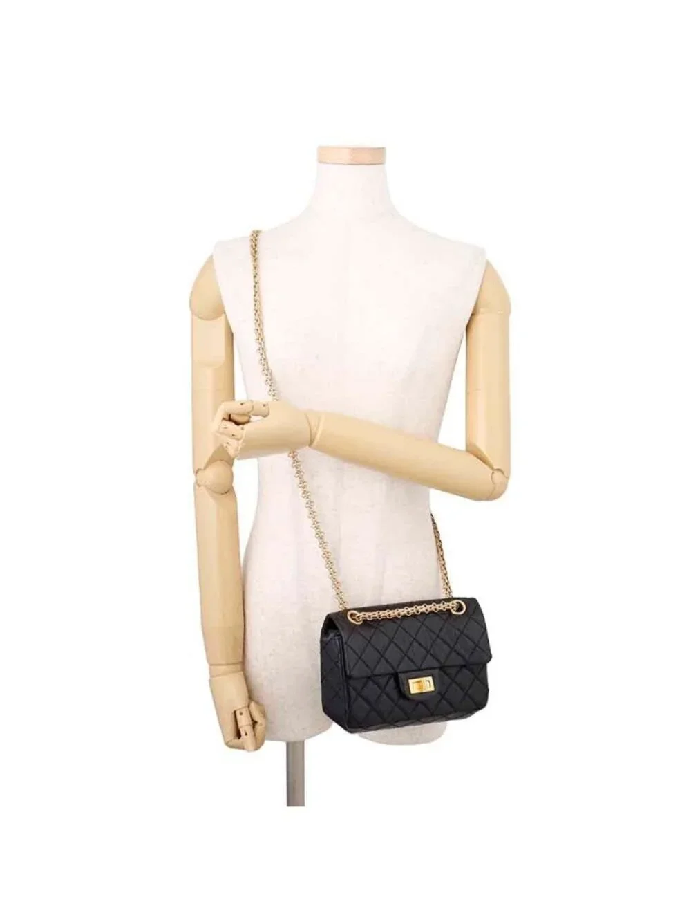 Chanel Chain Shoulder Bag Quilted 2.55 Mini Aged Calfskin Black
